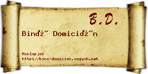 Binó Domicián névjegykártya
